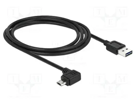 DeLOCK Cable USB 2.0 de 2 m con conectores USB A y Micro-B angulares, Negro