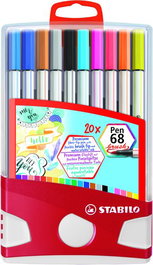STABILO Pen 68 Brush Rotuladores Punta Pincel Estuche Color Parade de 20 unidades