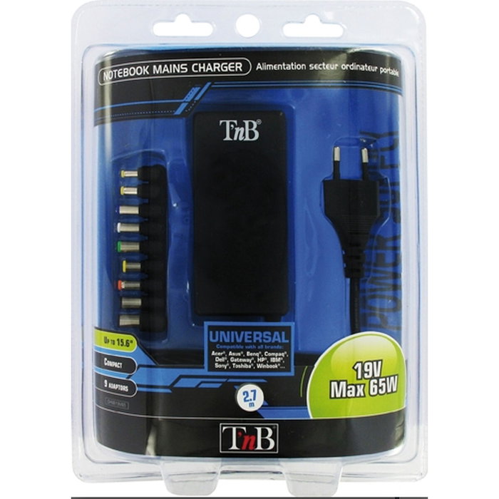 TNB Cargador universal para portátil 65W USB-C con 9 adaptadores