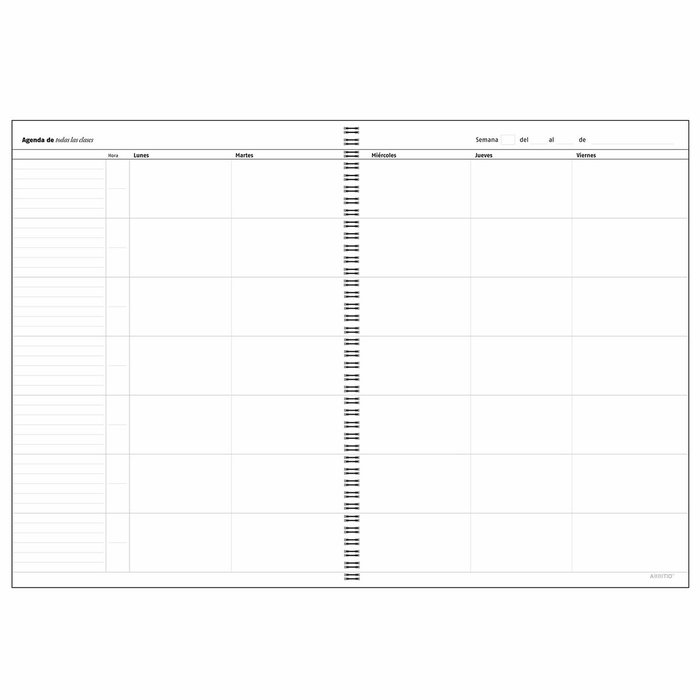 Additio Cuaderno de Todas las Clases para Profesorado, Programación Semanal Vertical