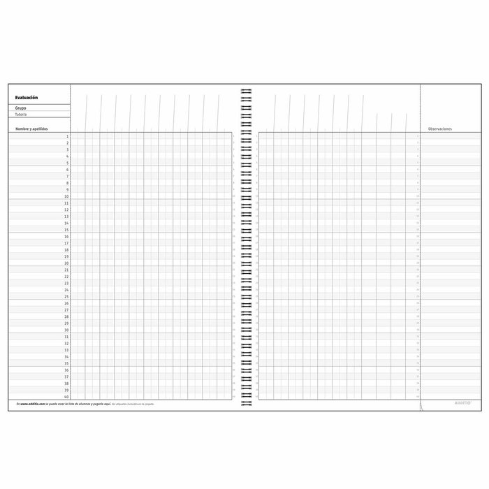 Additio Cuaderno de Todas las Clases para Profesorado, Programación Semanal Vertical
