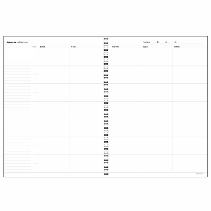 Additio Cuaderno de Todas las Clases para Profesorado, Programación Semanal Vertical
