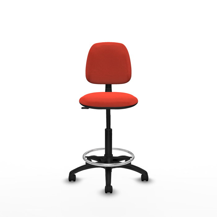 Taburete Isso con mecanismo Contacto permanente básico tapizada con Tela color Naranja oscuro. Equipado con Base poliamida negra, Sin brazos y Ruedas de nailon 50 mm Taburete Isso con mecanismo Contacto permanente básico tapizada con Tela color Naranja oscuro. Equipado con Base poliamida negra, Sin brazos y Ruedas de nailon 50 mm