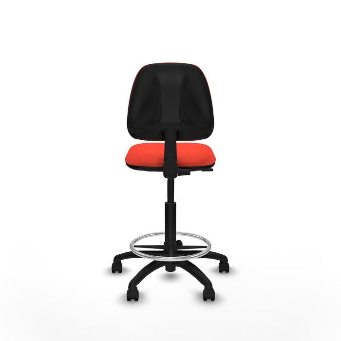 Taburete Isso con mecanismo Contacto permanente básico tapizada con Tela color Naranja oscuro. Equipado con Base poliamida negra, Sin brazos y Ruedas de nailon 50 mm Taburete Isso con mecanismo Contacto permanente básico tapizada con Tela color Naranja oscuro. Equipado con Base poliamida negra, Sin brazos y Ruedas de nailon 50 mm