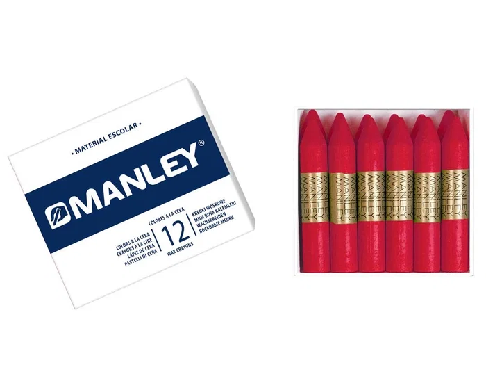 Manley Estuche de 12 Ceras Carmín Redondas