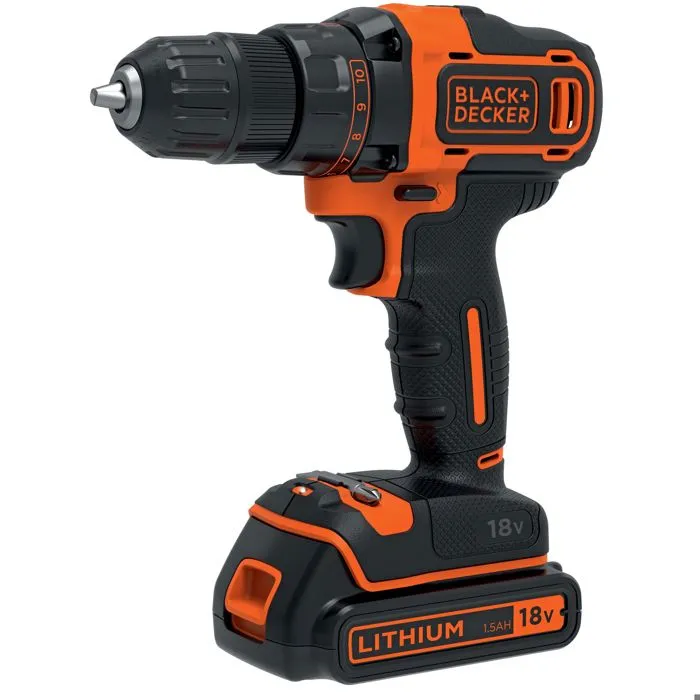 Black & Decker Kit taladro atornillador inalámbrico BDCDD186K-QW 18V 1,5Ah con cargador y batería Black & Decker Kit taladro atornillador inalámbrico BDCDD186K-QW 18V 1,5Ah con cargador y batería
