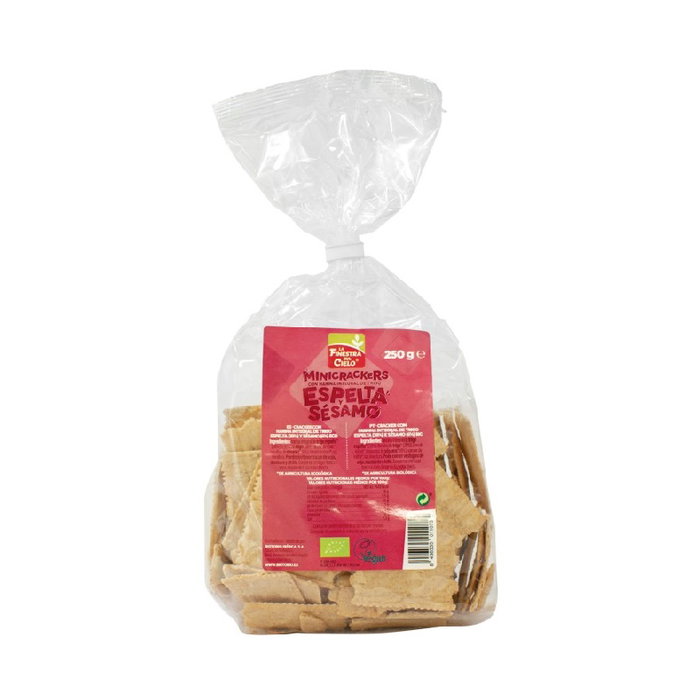 LA FINESTRA SUL CIELO Mini Crackers de Espelta y Sésamo Bio Vegan 250g LA FINESTRA SUL CIELO Mini Crackers de Espelta y Sésamo Bio Vegan 250g