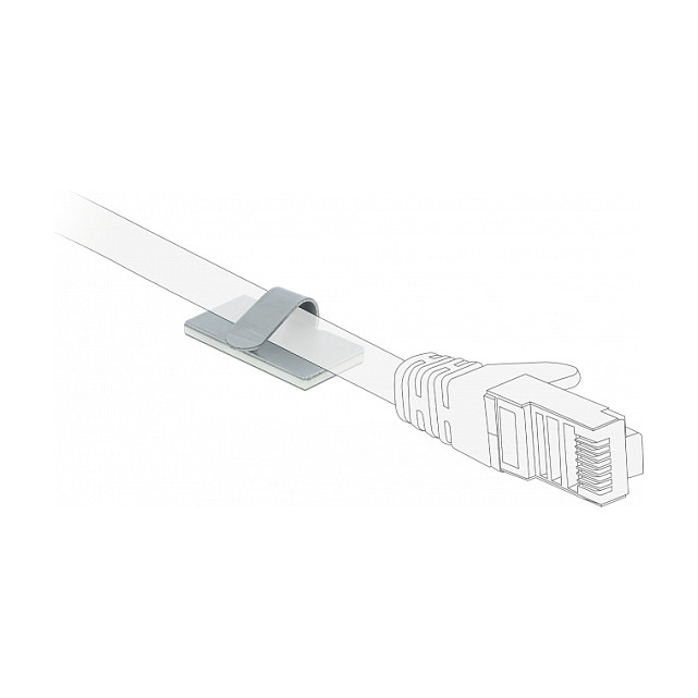 DeLOCK Abrazadera de Cable de Acero Autoadhesivo, 10 Piezas, 10 mm Ancho, 20 mm Profundidad, 11.6 mm Altura, Acero Inoxidable