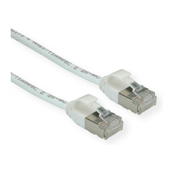 ROLINE 21.15.1699 Cable de Red Cat.6A U/FTP LSOH Blanco 0.3 m - Cable Patch Para Data Center, Slim, 10 Gbit/s, Macho RJ-45