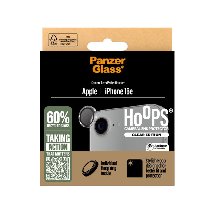 PanzerGlass Hoops Protector de Lente Transparente para iPhone 16e e iPhone 17e