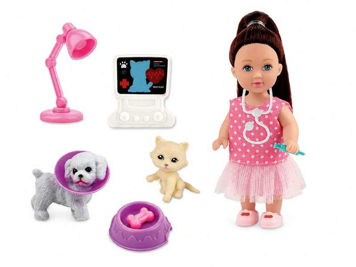 Jugatoys - minilove Hospital de Mascotas con muñeca, mascotas y accesorios