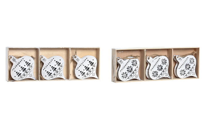 DKD Home Decor Set de 6 Colgantes Decorativos de Metal Blanco