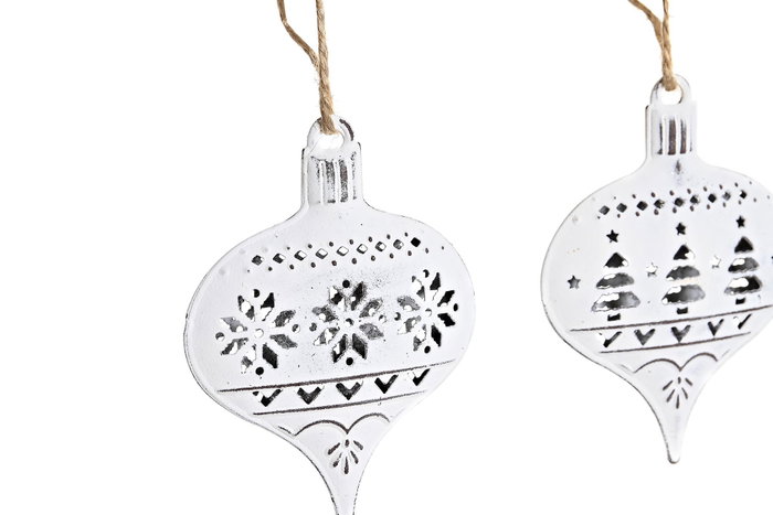 DKD Home Decor Set de 6 Colgantes Decorativos de Metal Blanco
