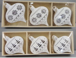 DKD Home Decor Set de 6 Colgantes Decorativos de Metal Blanco
