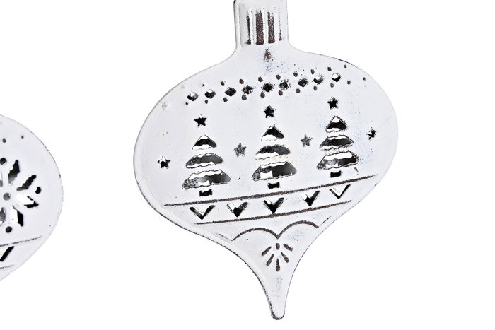 DKD Home Decor Set de 6 Colgantes Decorativos de Metal Blanco