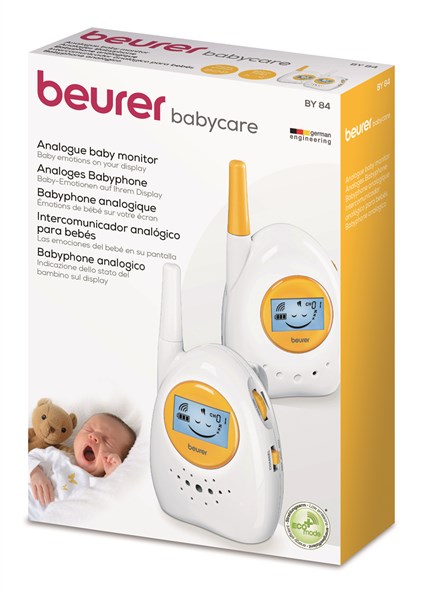 Beurer BY-84 Vigilabebés Modo ECO+ Alcance 800m Transmisión Analógica Pantalla LCD Retroiluminada Azul Indicación Emociones Bebé