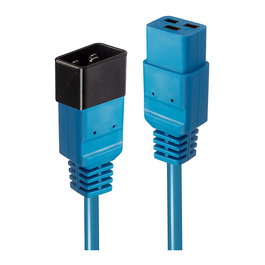 LINDY 30121 Cable de Extensión de Red IEC C19 a C20, 2 metros, Azul, 250V 16A, Plug and Play