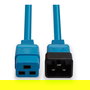 LINDY 30121 Cable de Extensión de Red IEC C19 a C20, 2 metros, Azul, 250V 16A, Plug and Play