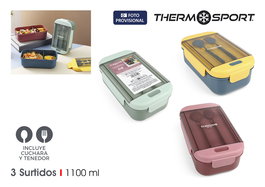 Inde Fiambrera Porta Alimentos Rectangular 1100ml 21.5x12.5x8 cm (12 Unidades)