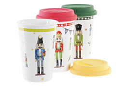 DKD Home Decor Taza Navidad Fantasia Multicolor Blanco Porcelana y Silicona 9.5 x 14 x 9.5 cm (12 Unidades)