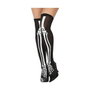 Medias para Disfraz de Halloween Mujer - Medias Negras con Diseño de Huesos Blancos - Adulto
