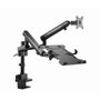 Brazo de monitor regulable para escritorio con plataforma para notebook