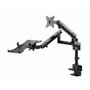 Brazo de monitor regulable para escritorio con plataforma para notebook