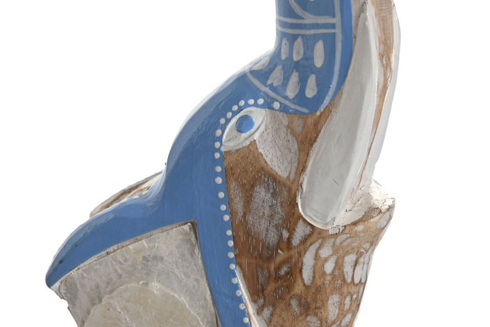 DKD Home Decor Set de 3 Figuras de Elefante Albasia Natural y Azul