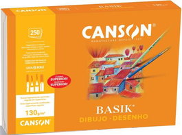 CANSON - GUARRO Láminas de dibujo Basik A4 con recuadro y cajetín, 130g