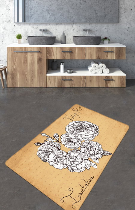 Mijölnir Alfombrilla de Baño Vintage Roses 80 x 100 cm Poliéster Antideslizante