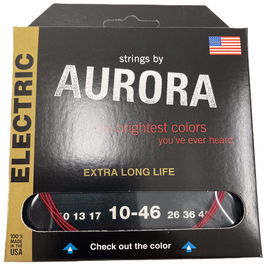 AURORA STRINGS Cuerdas Guitarra Eléctrica 10-46 Recubrimiento Anticorrosivo Larga Duración Tono Brillante Made in USA
