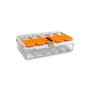 WAGO 221-415 Conector de Empalme a Presión, 5 Polos, para Cable 0.2-4 mm² (4 mm² Máx.), 32A 450V, Color Naranja/Transparente - Lote de 25 Unidades