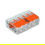 WAGO 221-415 Conector de Empalme a Presión, 5 Polos, para Cable 0.2-4 mm² (4 mm² Máx.), 32A 450V, Color Naranja/Transparente - Lote de 25 Unidades