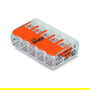WAGO 221-415 Conector de Empalme a Presión, 5 Polos, para Cable 0.2-4 mm² (4 mm² Máx.), 32A 450V, Color Naranja/Transparente - Lote de 25 Unidades