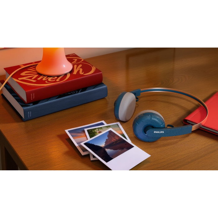 Philips TAH2000TL Auriculares Inalámbricos con Micrófono, Azul, Estilo Retro