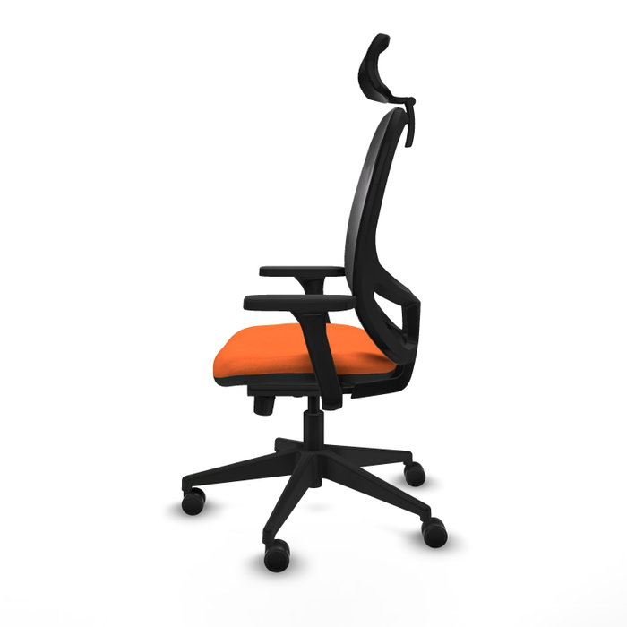 PIQUERAS Y CRESPO Silla de oficina Cilanco con mecanismo Sincro, Tela Naranja y Malla Negra