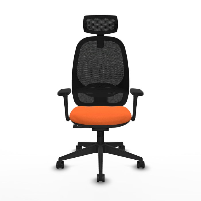 PIQUERAS Y CRESPO Silla de oficina Cilanco con mecanismo Sincro, Tela Naranja y Malla Negra