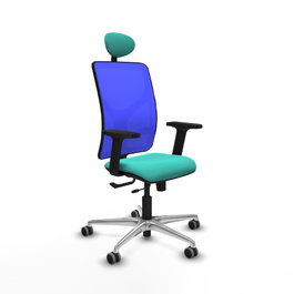 PIQUERAS Y CRESPO Silla de oficina Motilla con mecanismo Sincro/Traslack, Azul y Turquesa