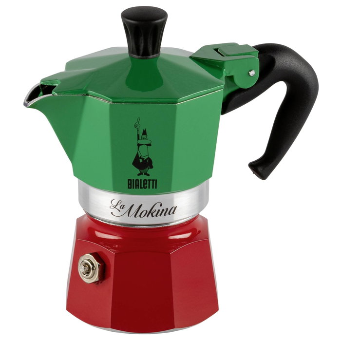 Bialetti La Mokina Italia Tricolore Verde / Rojo 40 ml de capacidad Bialetti La Mokina Italia Tricolore Verde / Rojo 40 ml de capacidad