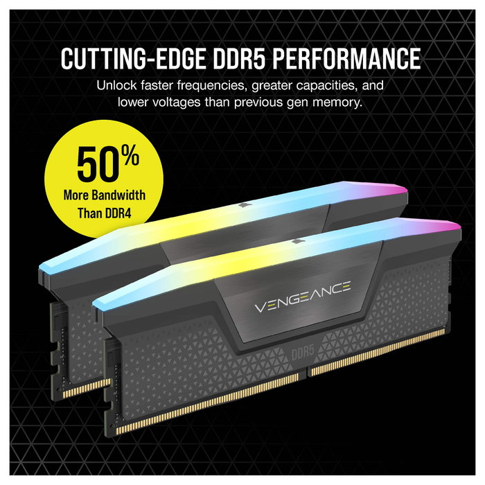 Corsair Vengeance RGB CMH32GX5M2B6400Z32 Kit RAM DDR5 32GB (2x16GB) 6400MHz CL32 Negro con iluminación RGB