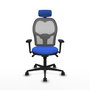 PIQUERAS Y CRESPO Silla de oficina Jorquera con mecanismo Sincro, Tela Azul y Malla Gris