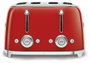 Smeg TSF03RDEU Tostadora Rojo 4 Rebanadas 50's Style 2000W