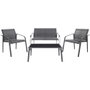 Home Deco Factory Naxos Conjunto Jardín de 4 Piezas con Mesa de Vidrio y Sillas de Hierro