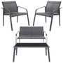Home Deco Factory Naxos Conjunto Jardín de 4 Piezas con Mesa de Vidrio y Sillas de Hierro