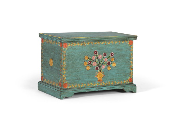 Giner y Colomer Baúl de Madera de Mango con Pintura a Mano Verde Turquesa 33x53x30 cm Giner y Colomer Baúl de Madera de Mango con Pintura a Mano Verde Turquesa 33x53x30 cm