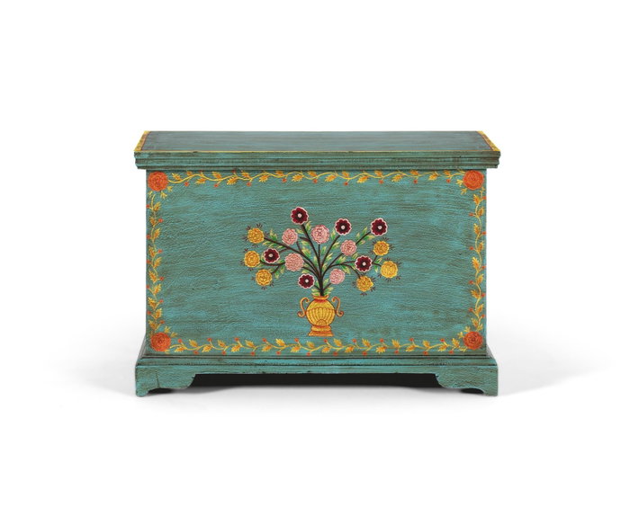 Giner y Colomer Baúl de Madera de Mango con Pintura a Mano Verde Turquesa 33x53x30 cm Giner y Colomer Baúl de Madera de Mango con Pintura a Mano Verde Turquesa 33x53x30 cm