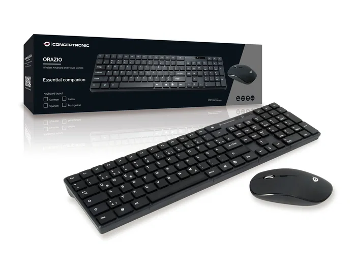 Conceptronic ORAZIO01DE Teclado QWERTZ Alemán y Ratón RF Inalámbrico Negro Conceptronic ORAZIO01DE Teclado QWERTZ Alemán y Ratón RF Inalámbrico Negro