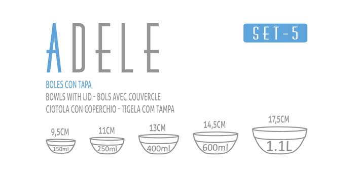 La Mediterranea Set de 5 Boles con Tapa Azul Adele