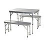 Redcliffs Conjunto Camping Plegable 3 en 1, Mesa de Raya Gris con 2 Bancos, Patas de Aluminio, Mesa 90x60 cm (Carga 30 kg), Bancos 24x87 cm (Carga 90 kg)