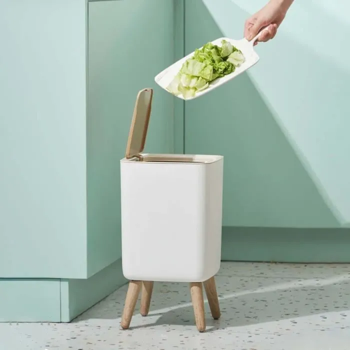 Kitchen Move Papelera de Baño MALMO SQUARE 10L Madera de Diseño